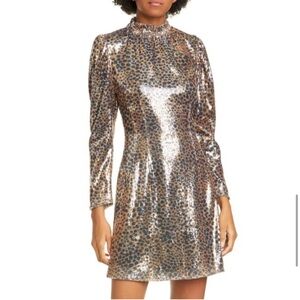Sea New York Sequin Leopard Long Sleeve Mini Dress